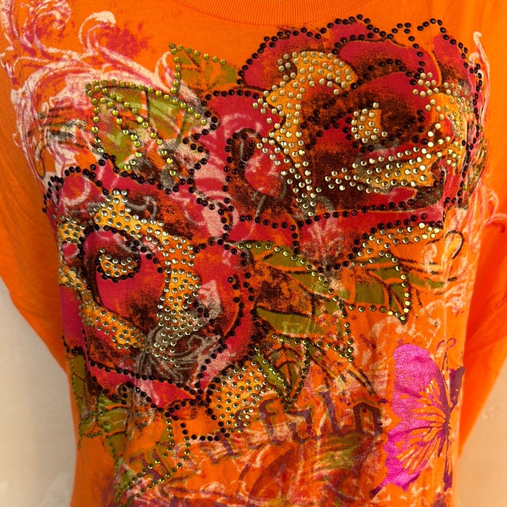 Orange Floral Women's Top - Picture 2 of 8